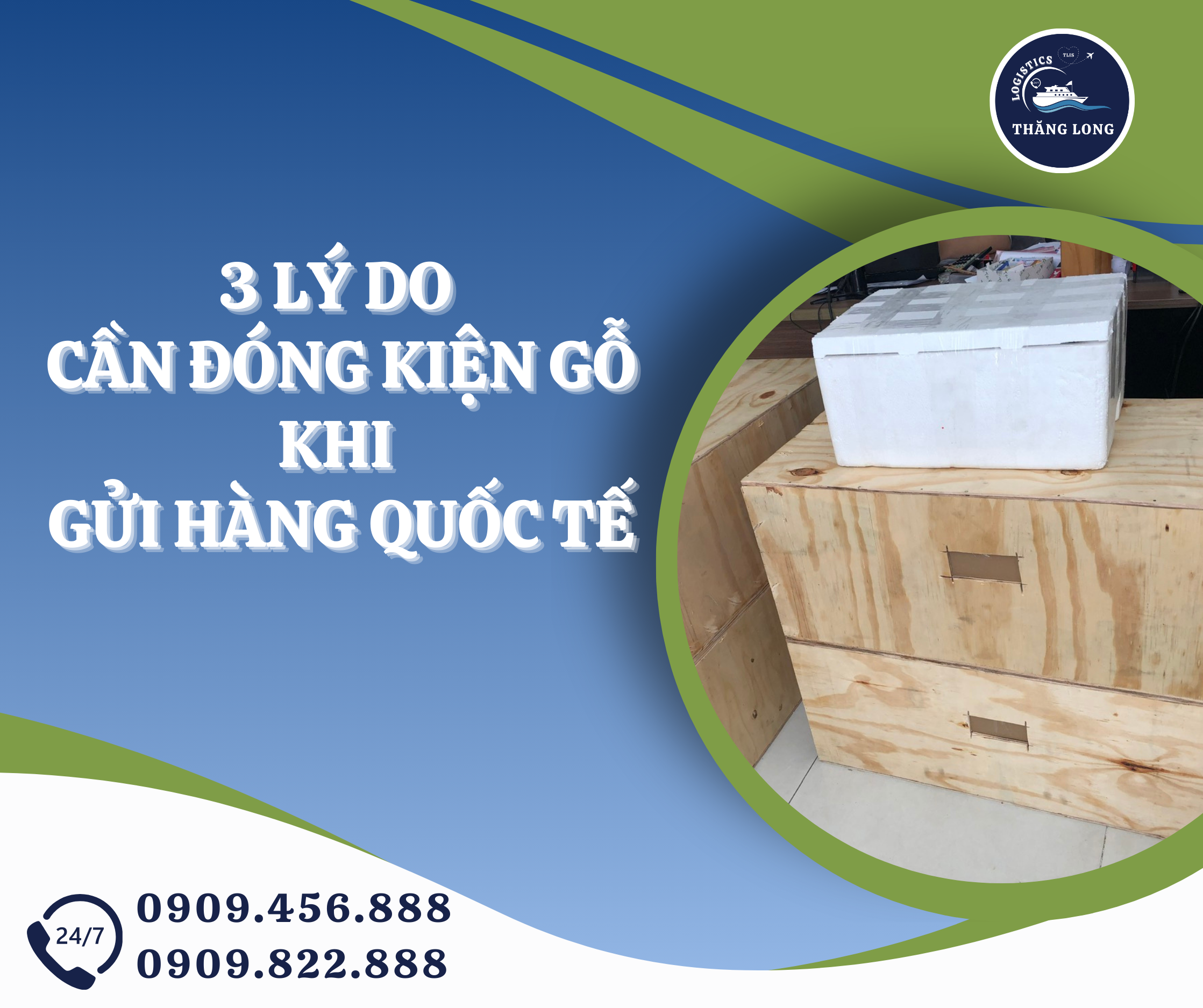 Hàng hoá được đóng kiện gỗ cẩn thận khi Gửi Hàng Quốc Tế tại THĂNG LONG Logistics.